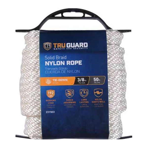 Mibro Group 0.37 in. x 50 ft. Tru-Guard White Smooth Braided Nylon Rope 231503